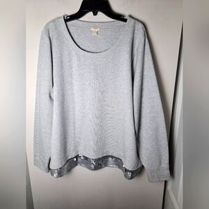 J.crew sequin hem sweatshirt gray sliver sz 2x